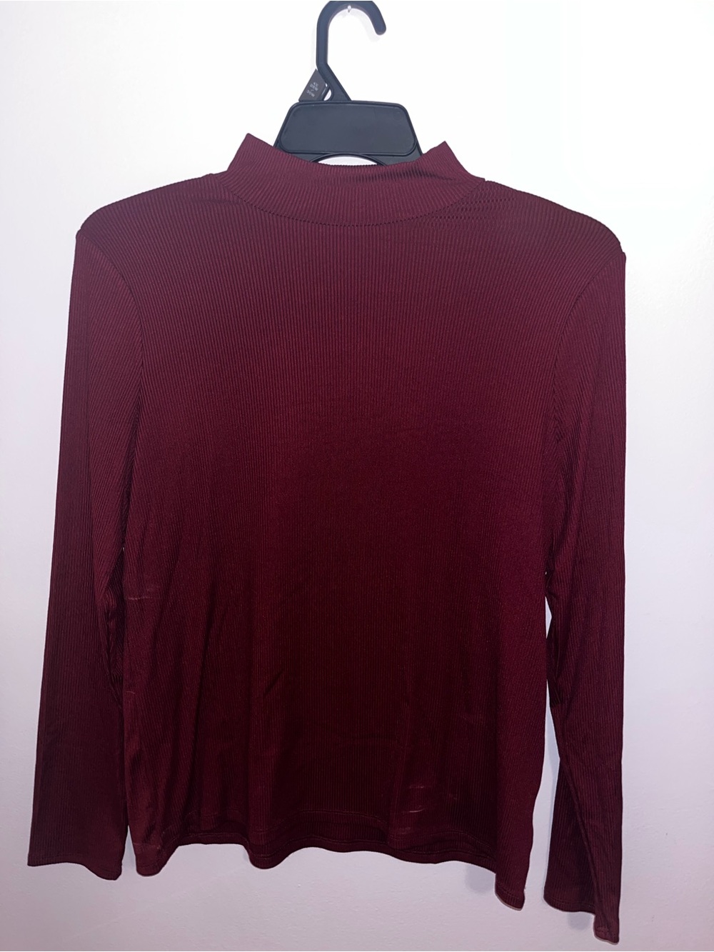 Women's Burgundy Long-Sleeve Mock Neck Top